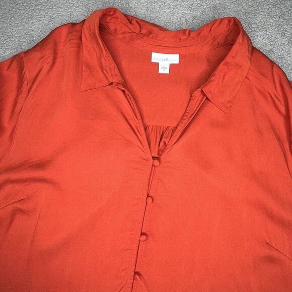 J Jill Top Rust 2X Soft Luxe Button-Front Shirt Intense Rust Flowy Office Classy - Picture 3 of 13